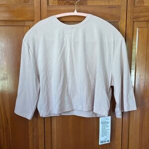 Lululemon modal relaxed fit cropped short sleeve in misty shell
